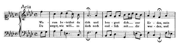 Aria: Warum betrübst du dich BWV 516    in F Minor 
by Bach piano sheet music