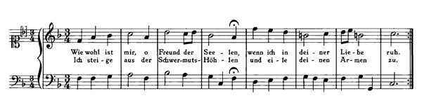 Chorale: Wie wohl ist mir, o Freund der Seelen BWV 517    in F Major 
by Bach piano sheet music