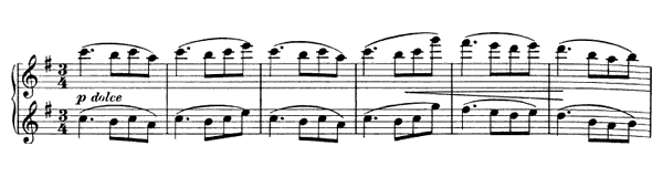 Waltz - for four hands Op. 52 No. 10  in G Major 
by Brahms piano sheet music