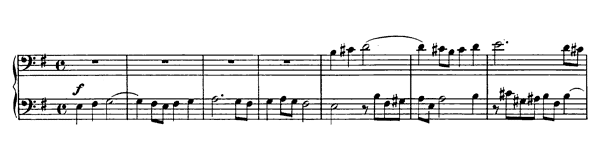 Fugue - for four hands Op. 152 D. 952  in E Minor 
by Schubert piano sheet music