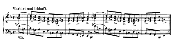 Night-Vision: Markiert und lebhaft Op. 23 No. 2  in F Major 
by Schumann piano sheet music